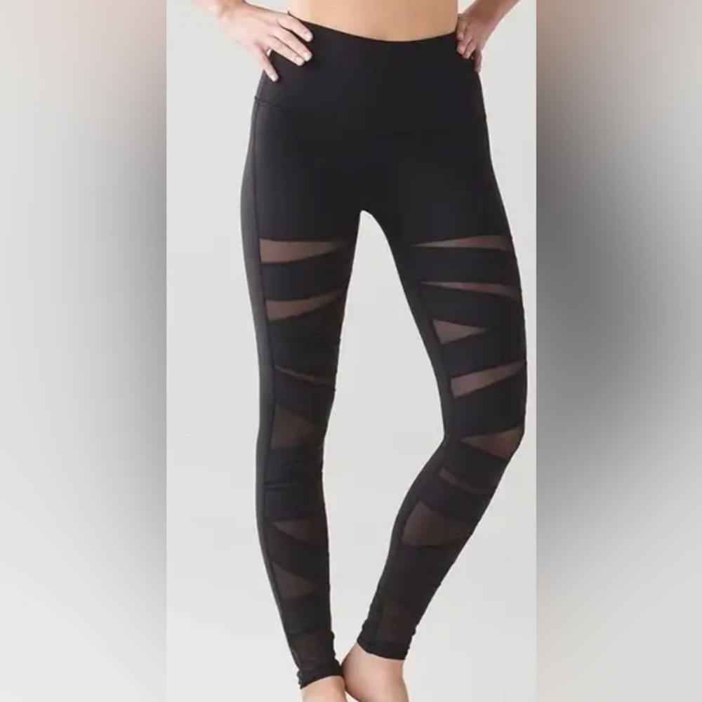 Lululemon Black High Rise Wunder Under Tech Mesh Leggings